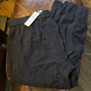 Eileen Fisher Navy Checkered Cropped Pants